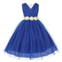 Big Girls Royal Blue Ivory Chiffon Flowers Tulle Junior Bridesmaid Dress 8-14 - SophiasStyle.com